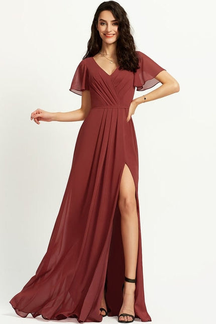 Robe de Soirée Mousseline Beige - gallery 4