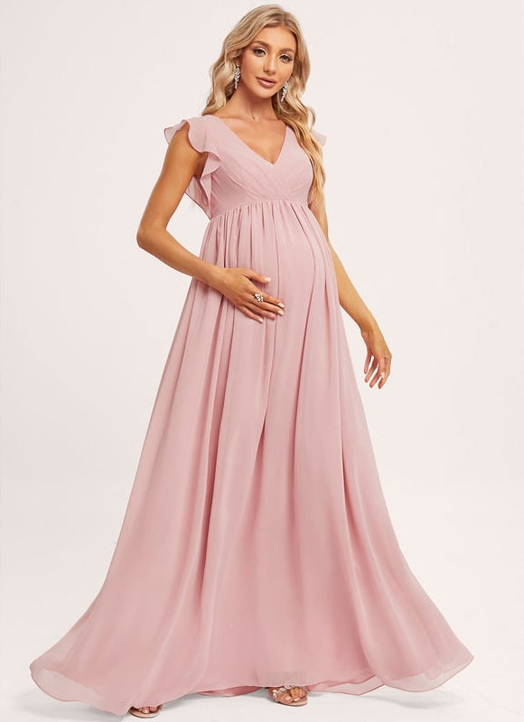 Robe de Soirée Flottante Rosée