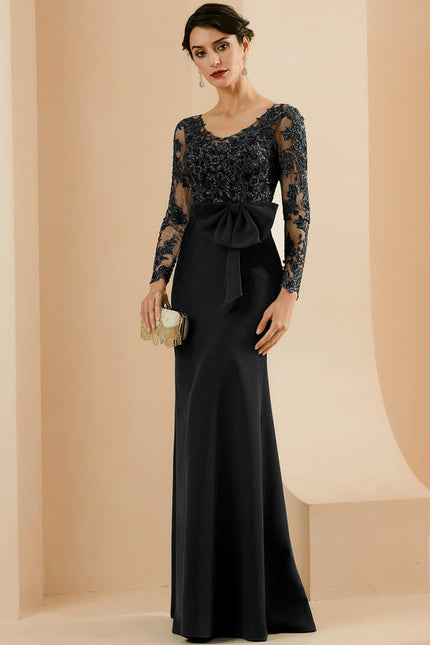 Robe Longue Noire Dentelle Soirée Paillettes