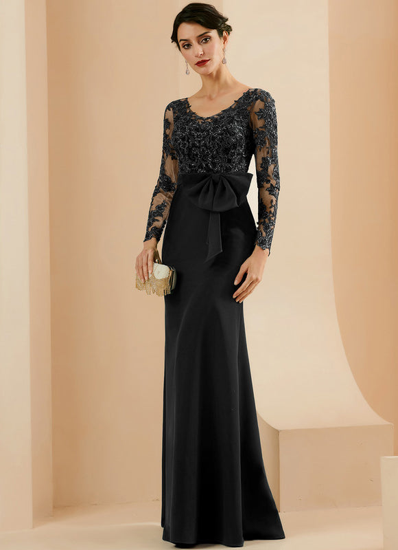 Robe Longue Noire Dentelle Soirée Paillettes