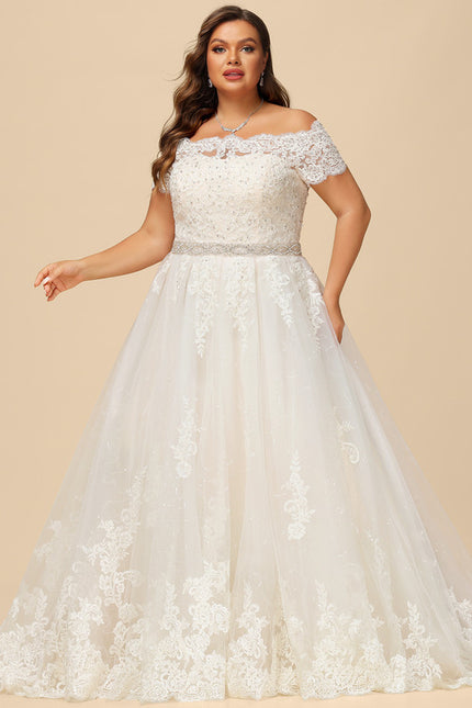 Robe de Soirée Longue Blanche Princess Épaules Dénudées - gallery 6