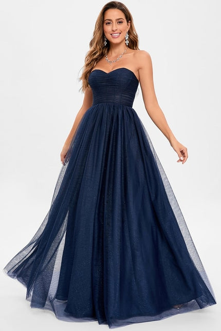 Robe de Soirée Longue Bleue Festive Collier Paillettes - gallery 9