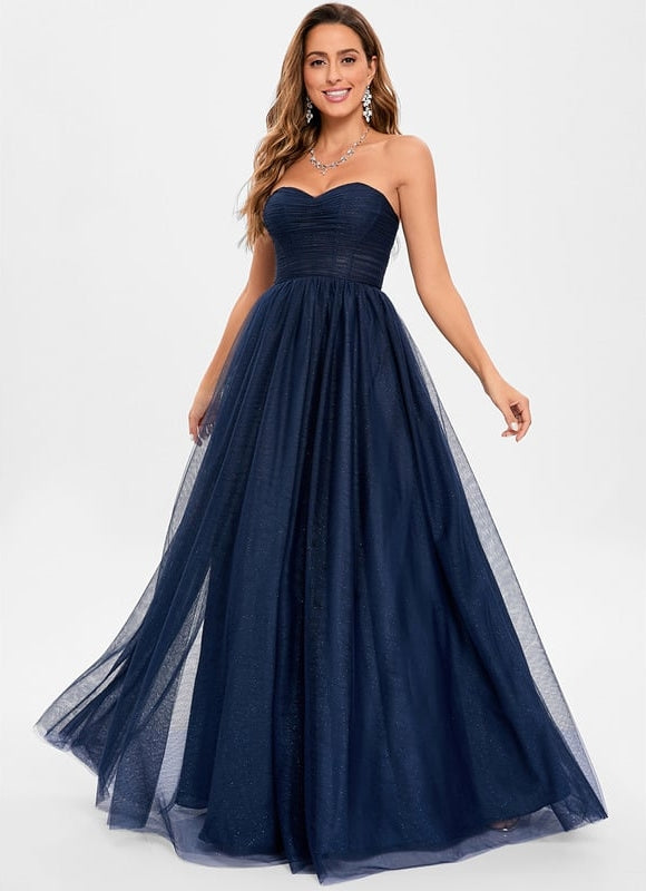 Robe de Soirée Longue Bleue Festive Collier Paillettes - gallery 9