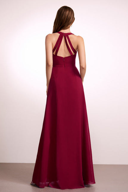 Robe de Soirée Mousseline Beige - gallery 4