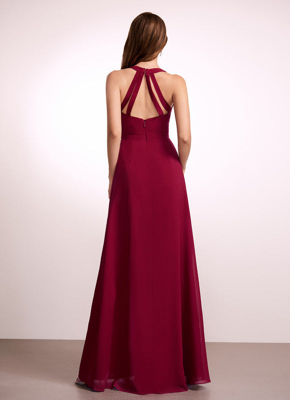 Robe de Soirée Mousseline Beige - gallery 4