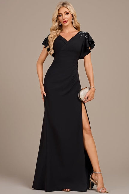 Robe De Soirée Longue A Volant