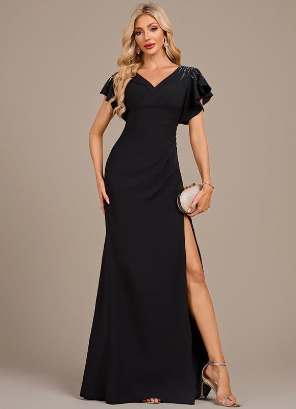 Robe De Soirée Longue A Volant