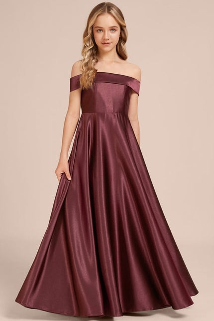 Robe de Soirée Bordeaux Satinée - gallery 1