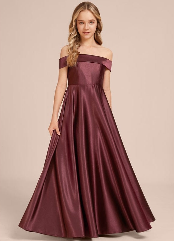 Robe de Soirée Bordeaux Satinée - gallery 1
