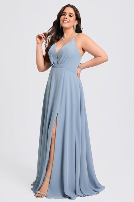 Robe de Soirée Mousseline Beige - gallery 7