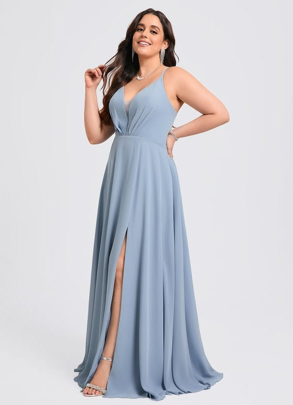 Robe de Soirée Mousseline Beige - gallery 7