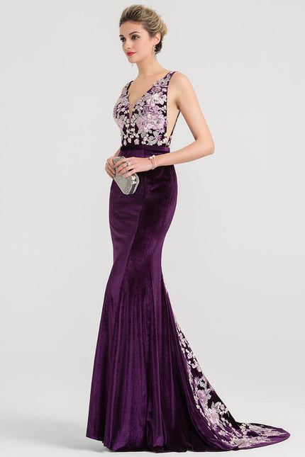 Robe de Soirée Velours Violet Éclat