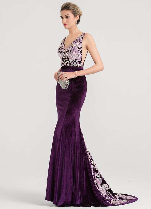 Robe de Soirée Velours Violet Éclat