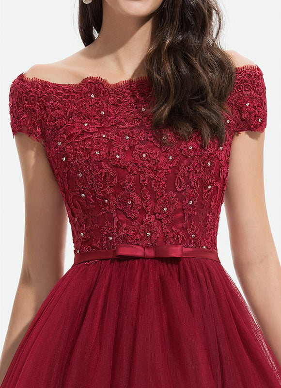 Robe de Soirée Élégance Rubis Tulle - gallery 1