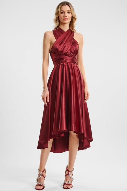 Robe de Soirée Rouge Satiné Moderne - gallery 5