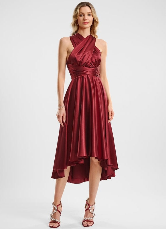 Robe de Soirée Rouge Satiné Moderne - gallery 5