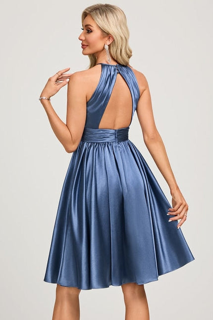 Robe de Soirée Satin Bleu - gallery 5
