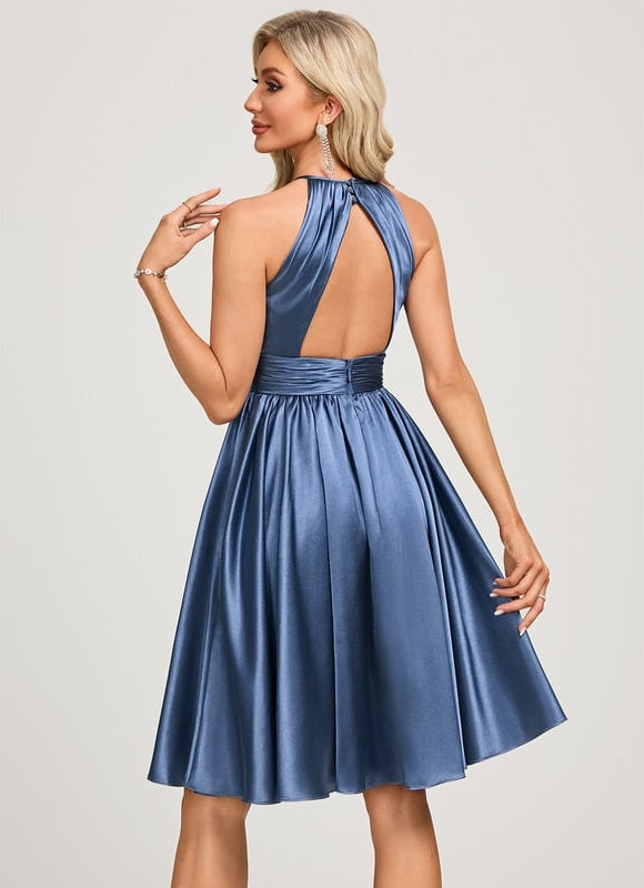 Robe de Soirée Satin Bleu - gallery 5