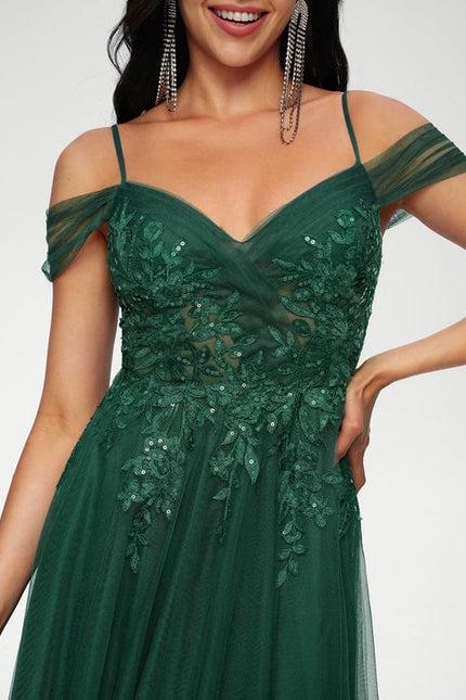 Robe de Soirée Tulle Émeraude - gallery 4