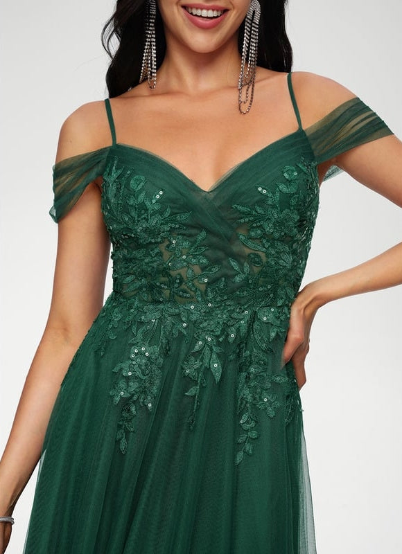 Robe de Soirée Tulle Émeraude - gallery 4