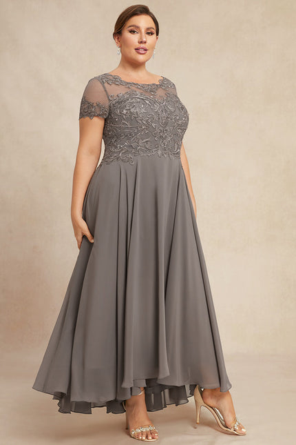 Robe de Soirée Élégance Grise Satinée - gallery 7