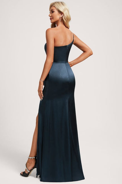 Robe de Soirée Bleu Satiné Élégant - gallery 4