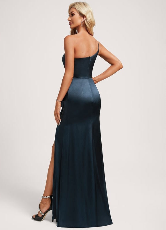 Robe de Soirée Bleu Satiné Élégant - gallery 4