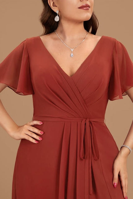 Robe de Soirée Mousseline Beige - gallery 9