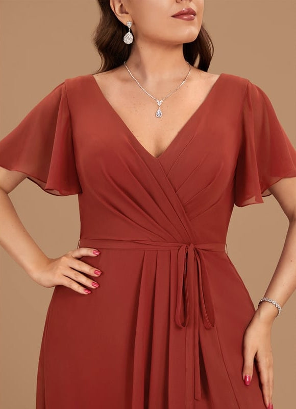 Robe de Soirée Mousseline Beige - gallery 9