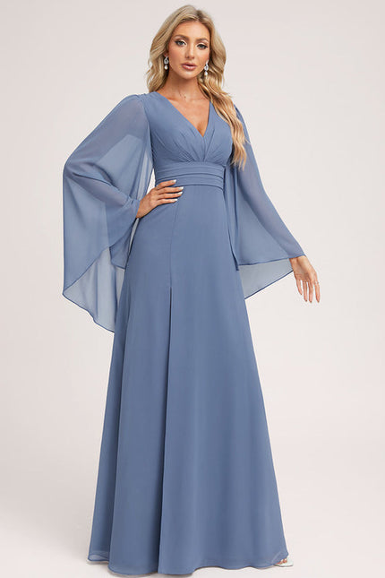 Robe de Soirée Mousseline Beige - gallery 3