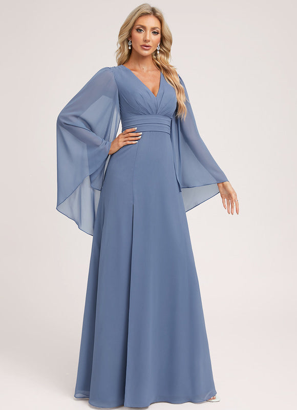 Robe de Soirée Mousseline Beige - gallery 3