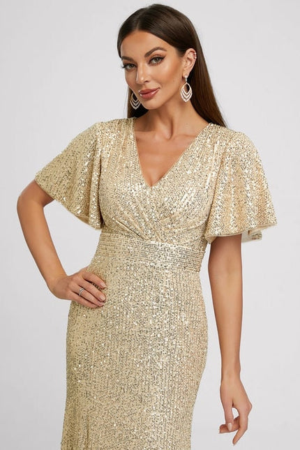 Robe de Soirée Pailletée Dorée - gallery 6