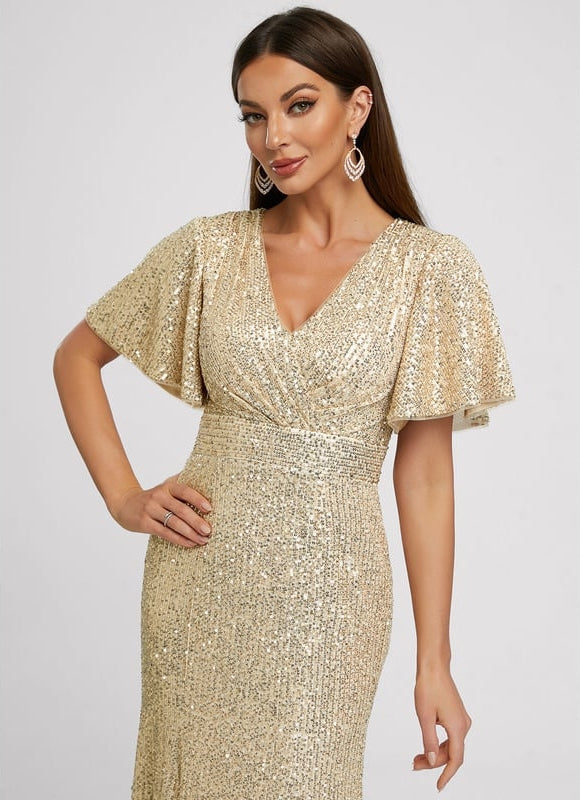 Robe de Soirée Pailletée Dorée - gallery 6