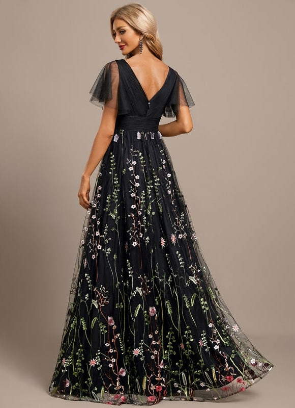 Robe de Soirée Floral Éclat Noir - gallery 6