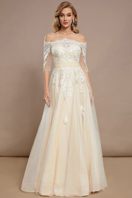 Robe De Soirée Beige Paillette - gallery 2