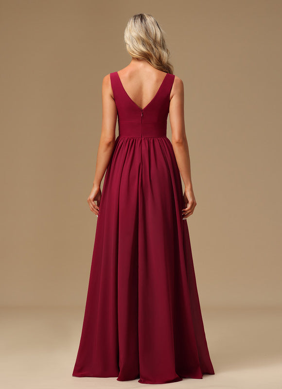 Robe de Soirée Mousseline Beige - gallery 3