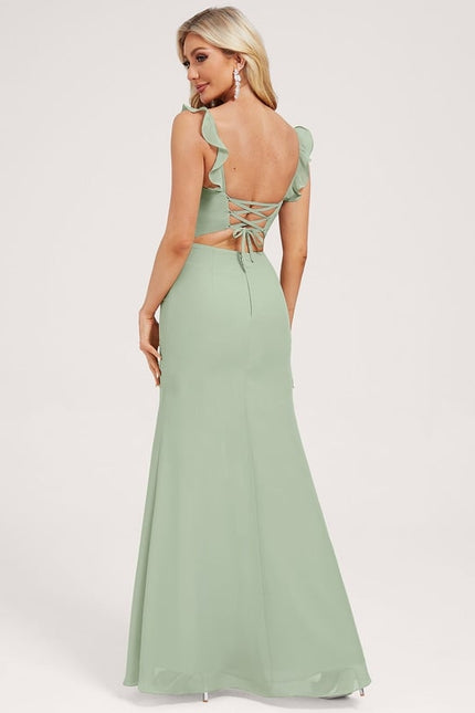 Robe de Soirée Fluide Vert Deau - gallery 1