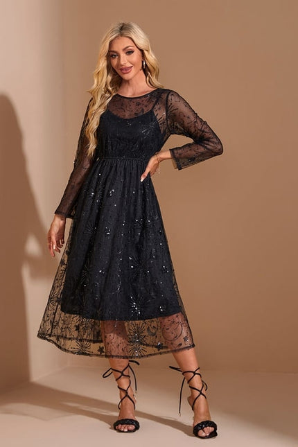 Robe de Soirée Étoilée Noire