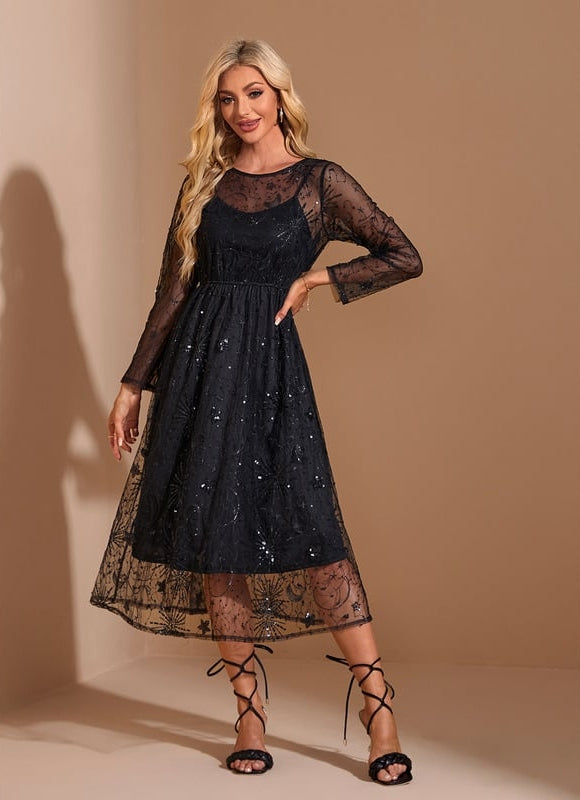 Robe de Soirée Étoilée Noire