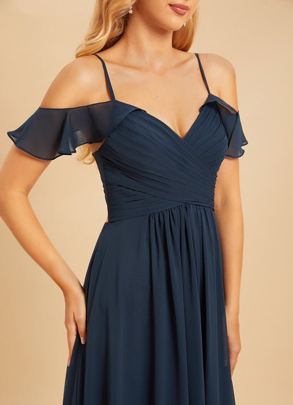 Robe de Soirée Mousseline Beige - gallery 5