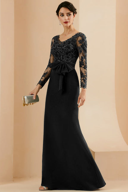 Robe Longue Noire Dentelle Soirée Paillettes - gallery 1