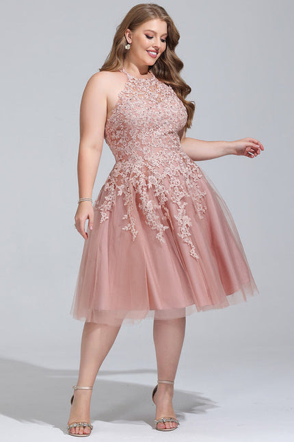 Robe de Soirée Longue Rose Dentelle Tulle Bal De Promo - gallery 7