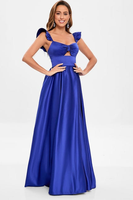 Robe de Soirée Satin Bleu Royal - gallery 4