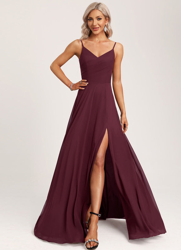 Robe de Soirée Mousseline Beige - gallery 4