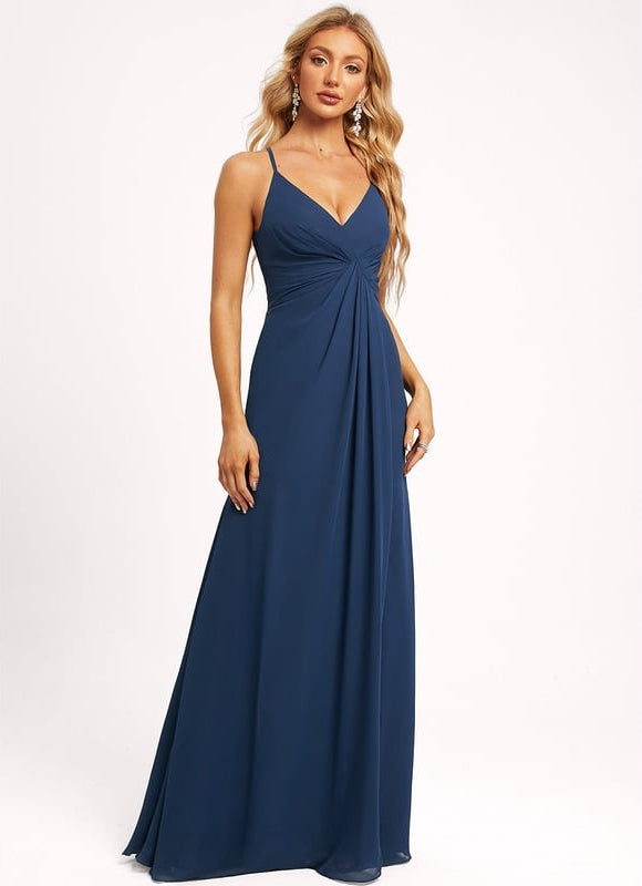 Robe de Soirée Mousseline Beige - gallery 3