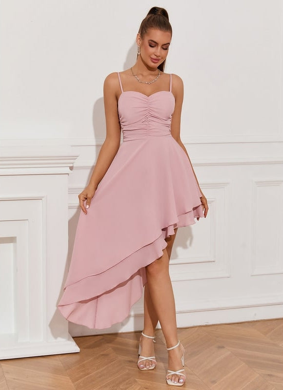 Robe de Soirée Rêve Rosé Asymétrique - gallery 3