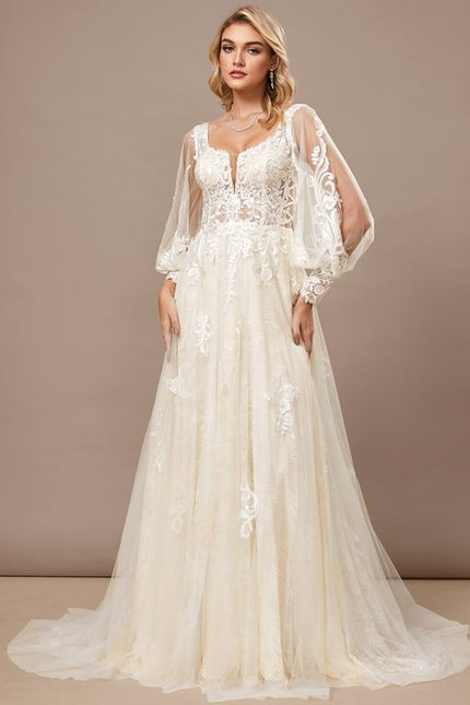 Robe de Soirée Éthérée Crémeuse - gallery 4