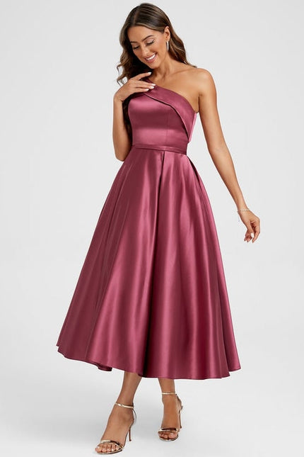 Robe de Soirée Satinée Cerise - gallery 3