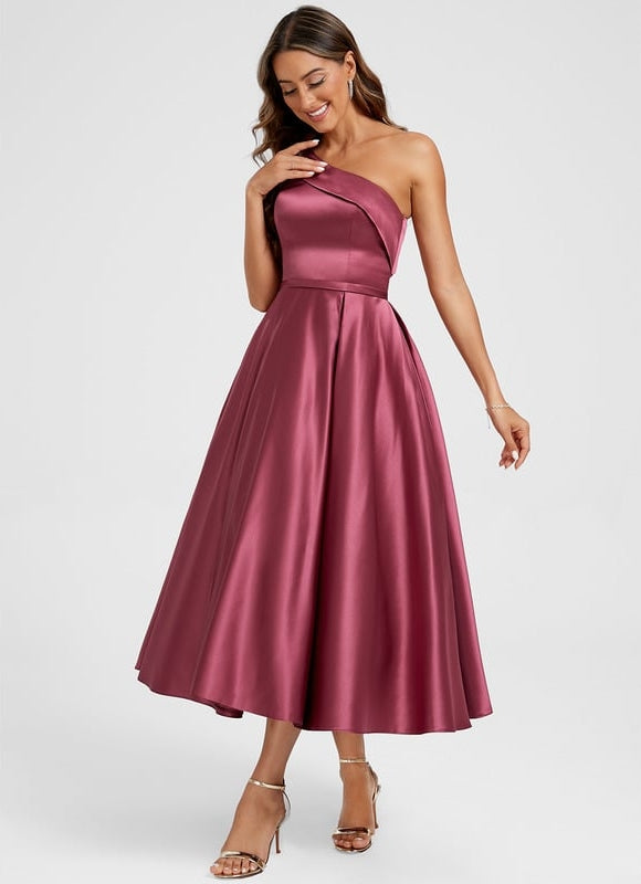 Robe de Soirée Satinée Cerise - gallery 3