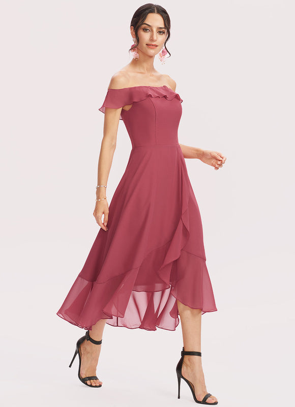 Robe de Soirée Mousseline Marine - gallery 2